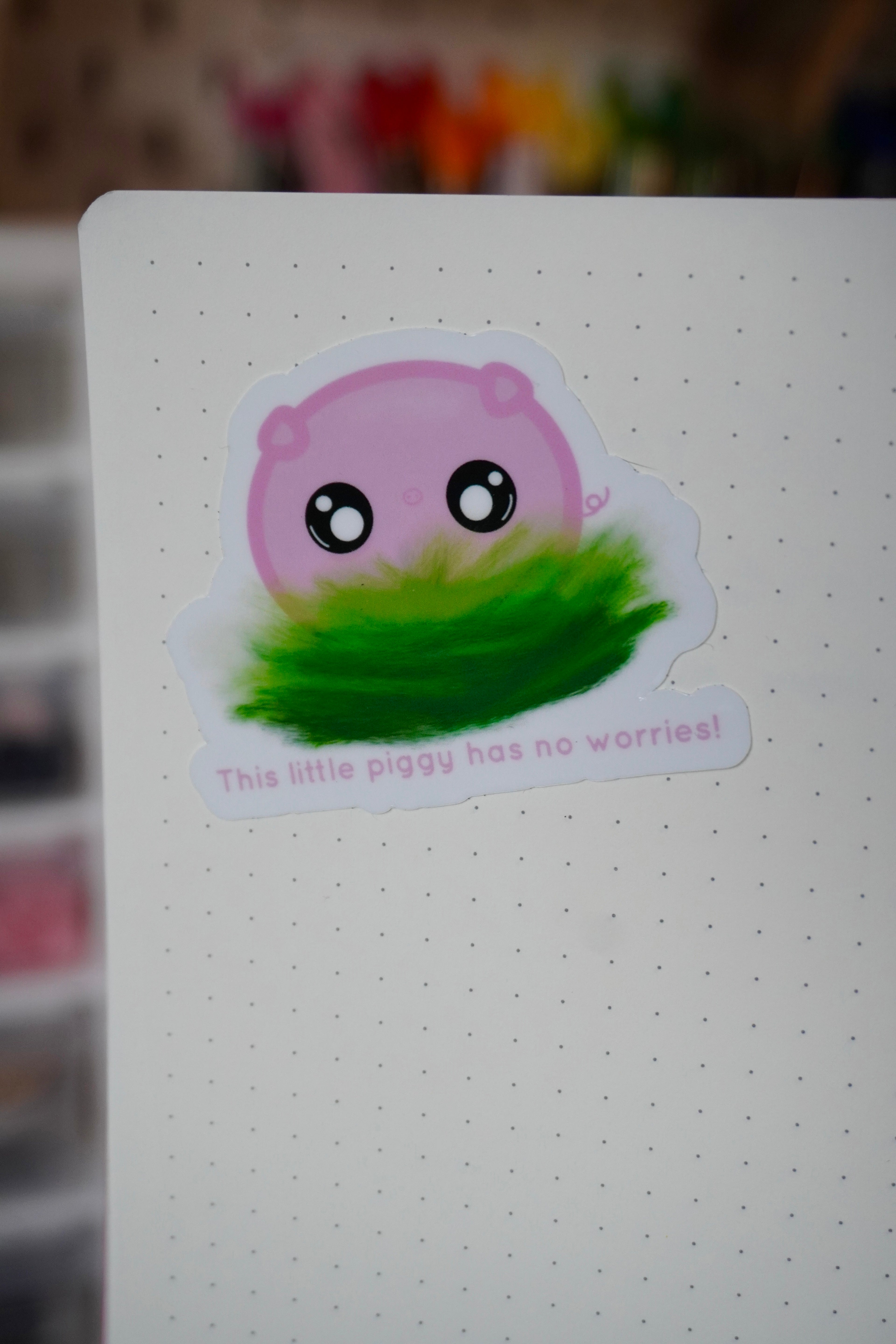 This Little Pig Has No Worries Vinyl Sticker